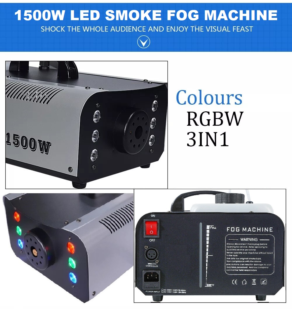 LED Smoke, Fog Machine 1500W Heavy Duty, Compact & High Capacity. Brand NEW