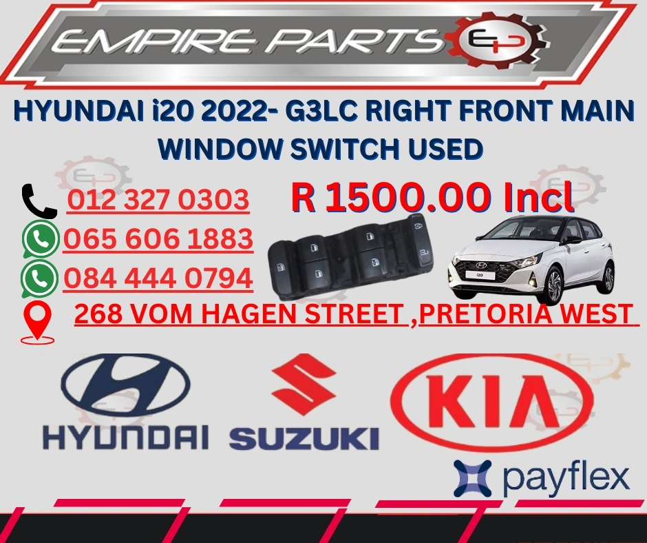 HYUNDAI i20 2022- G3LC RIGHT FRONT MAIN WINDOW SWITCH USED - Private Seller HYUNDAI i20 2022- G3LC RIGHT FRONT MAIN WINDOW SWITCH USED - Private Seller