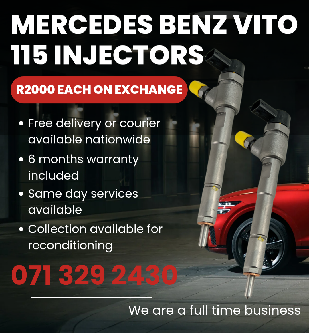 MERCEDES BENZ VITO 115 DIESEL INJECTORS FOR SALE WITH WARRANTY