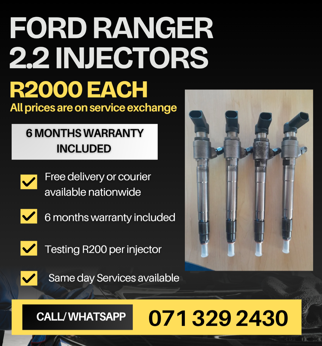 FORD RANGER 2.2 DIESEL INJECTORS FOR SALE WITH WARRANTY - Private Seller FORD RANGER 2.2 DIESEL INJECTORS FOR SALE WITH WARRANTY - Private Seller