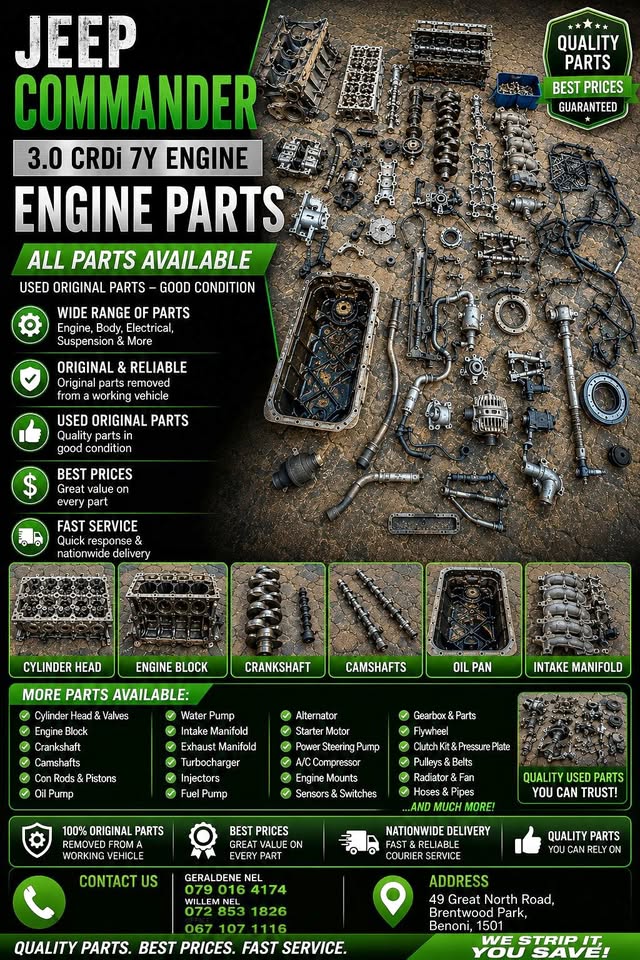 2007 JEEP COMMANDER 3.0 CRDi 7Y ENGINE PARTS USED ORIGINAL JEEP - Private Seller 2007 JEEP COMMANDER 3.0 CRDi 7Y ENGINE PARTS USED ORIGINAL JEEP - Private Seller