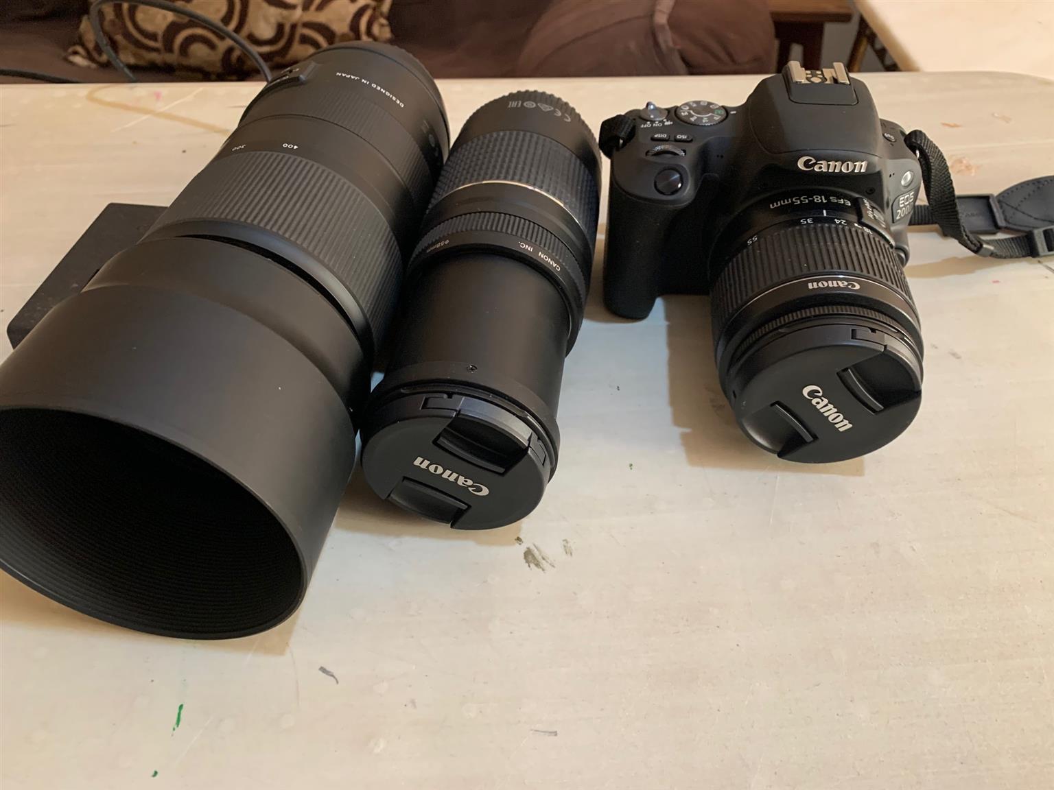 Canon EOS 200D + 18-55 Macro lens + Canon EF 75-300 Zoom lens + Tamron 100-400