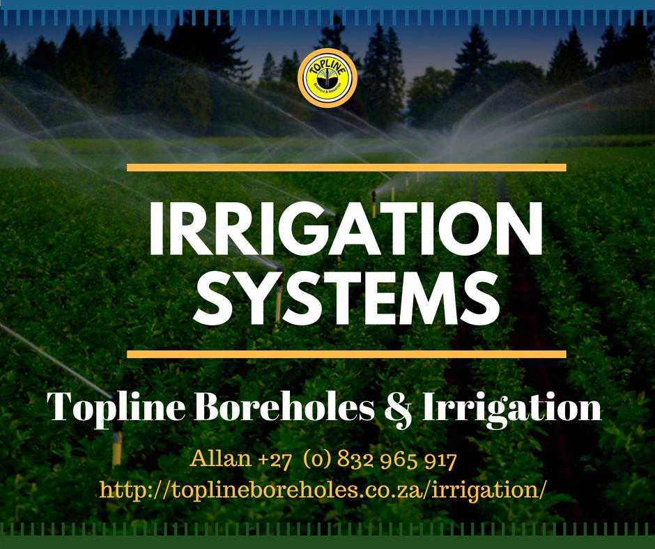 Sprinkler systems installed by Topline Boreholes & Irrigation, Gauteng.  