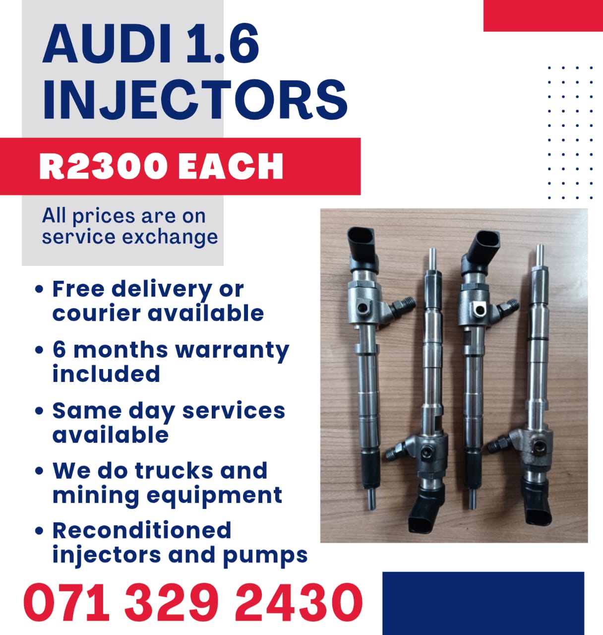 AUDI 1.6 INJECTORS FOR SALE WITH WARRANTY - Private Seller AUDI 1.6 INJECTORS FOR SALE WITH WARRANTY - Private Seller
