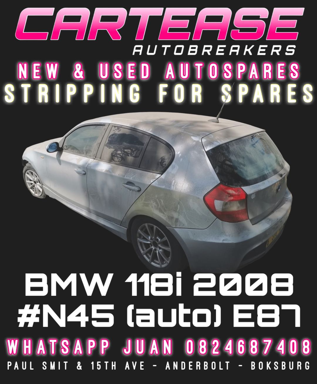 2008 BMW 118i #N45 (AUTO) E87 STRIPPING FOR SPARES - Private Seller 2008 BMW 118i #N45 (AUTO) E87 STRIPPING FOR SPARES - Private Seller