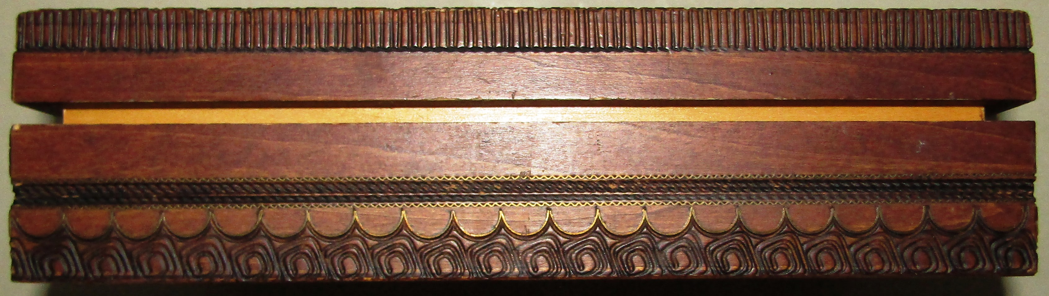 J & J Cash Hand Carved Hinged Wooden Box with Woven Image of Forest Animals made