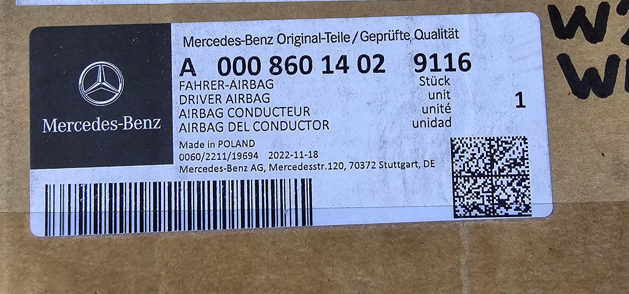 Mercedes W205 W447 Steering Airbag - Private Seller