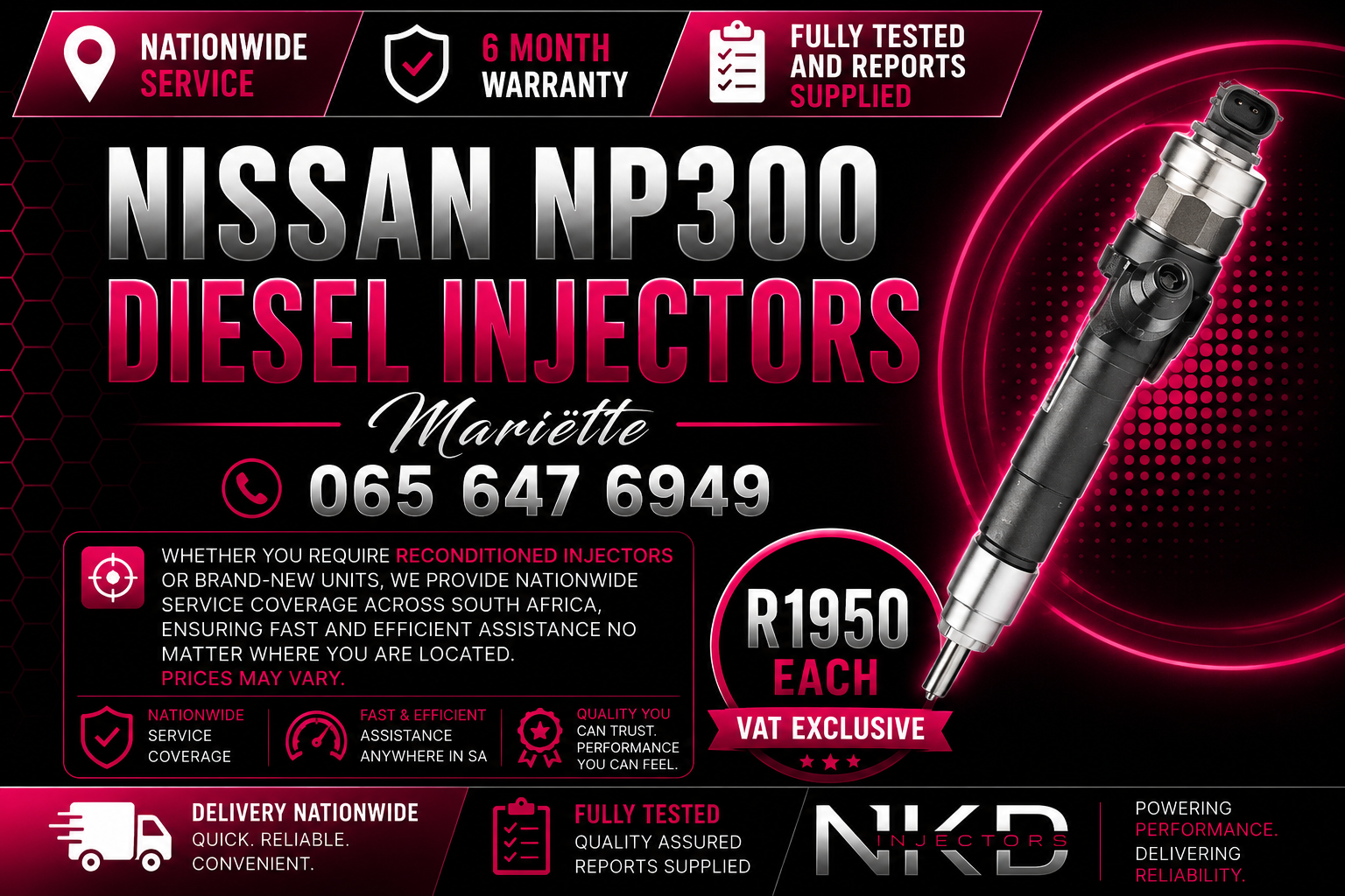 Nissan NP300 YD25 Diesel Injectors - Private Seller Nissan NP300 YD25 Diesel Injectors - Private Seller