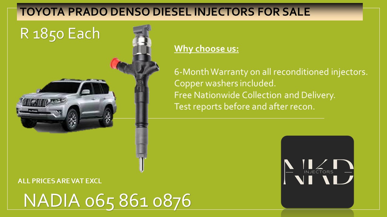 TOYOTA PRADO DIESEL INJECTORS FOR SALE ON SERVICE EXCHANGE OR RECON - Private Seller TOYOTA PRADO DIESEL INJECTORS FOR SALE ON SERVICE EXCHANGE OR RECON - Private Seller