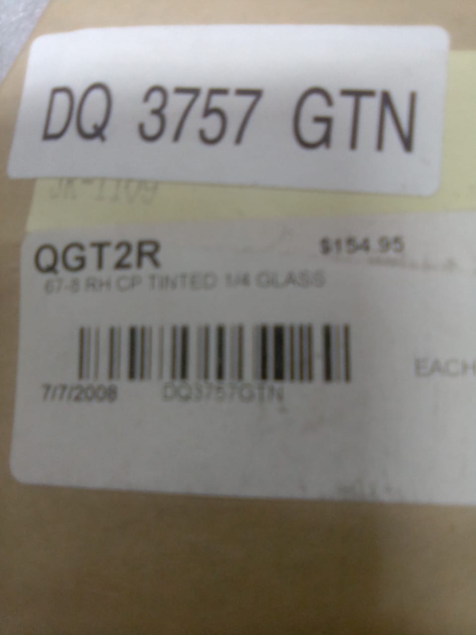 Ford Mustang 1/4 Glass Quarter Glass 1967 - 1968 Model. - Private Seller