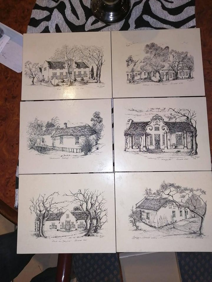 Vintage Drostdy Ware Handmade place mats with 6 coasters