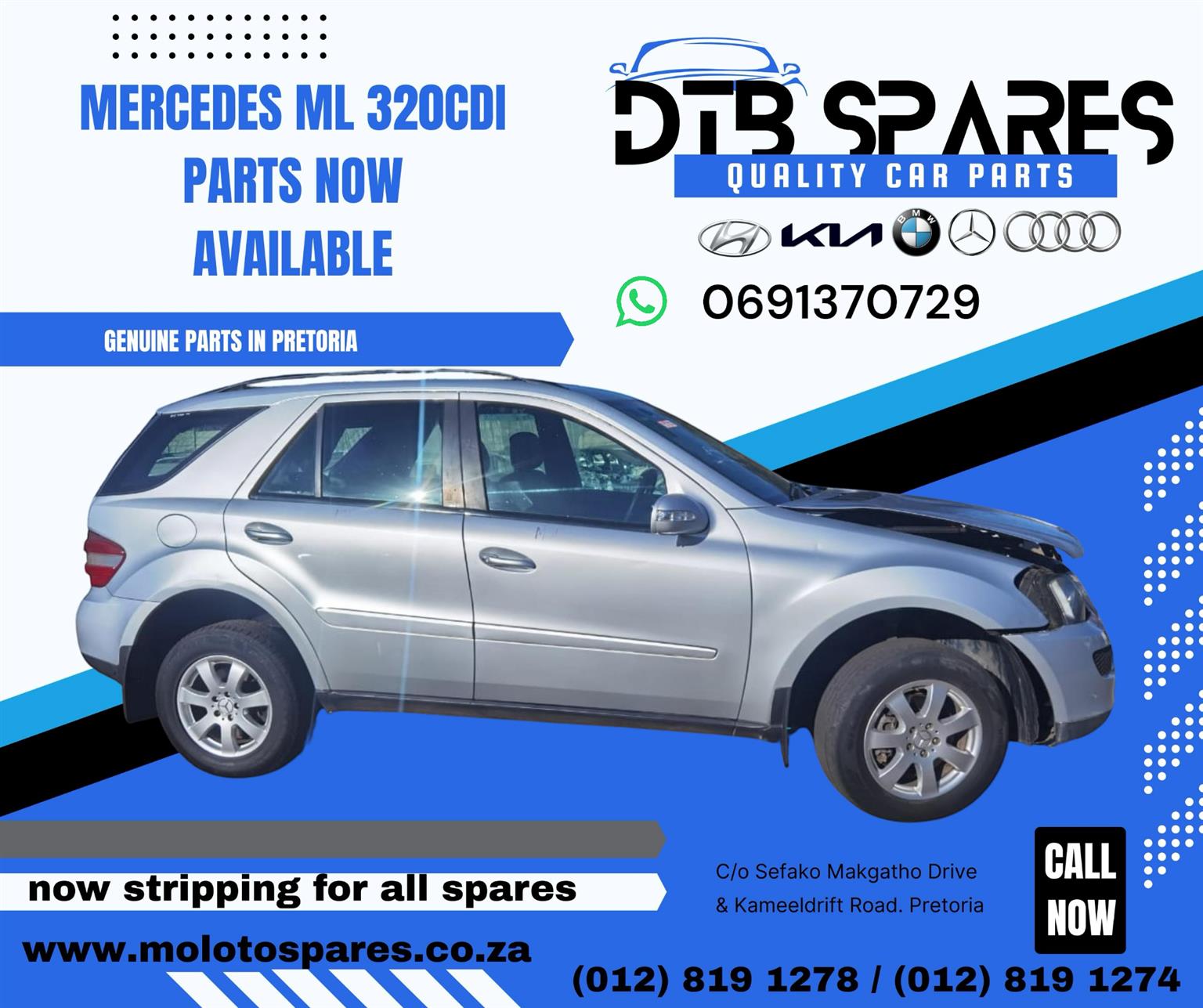 All spares for Audi Bmw Merc Kia and Hyundai