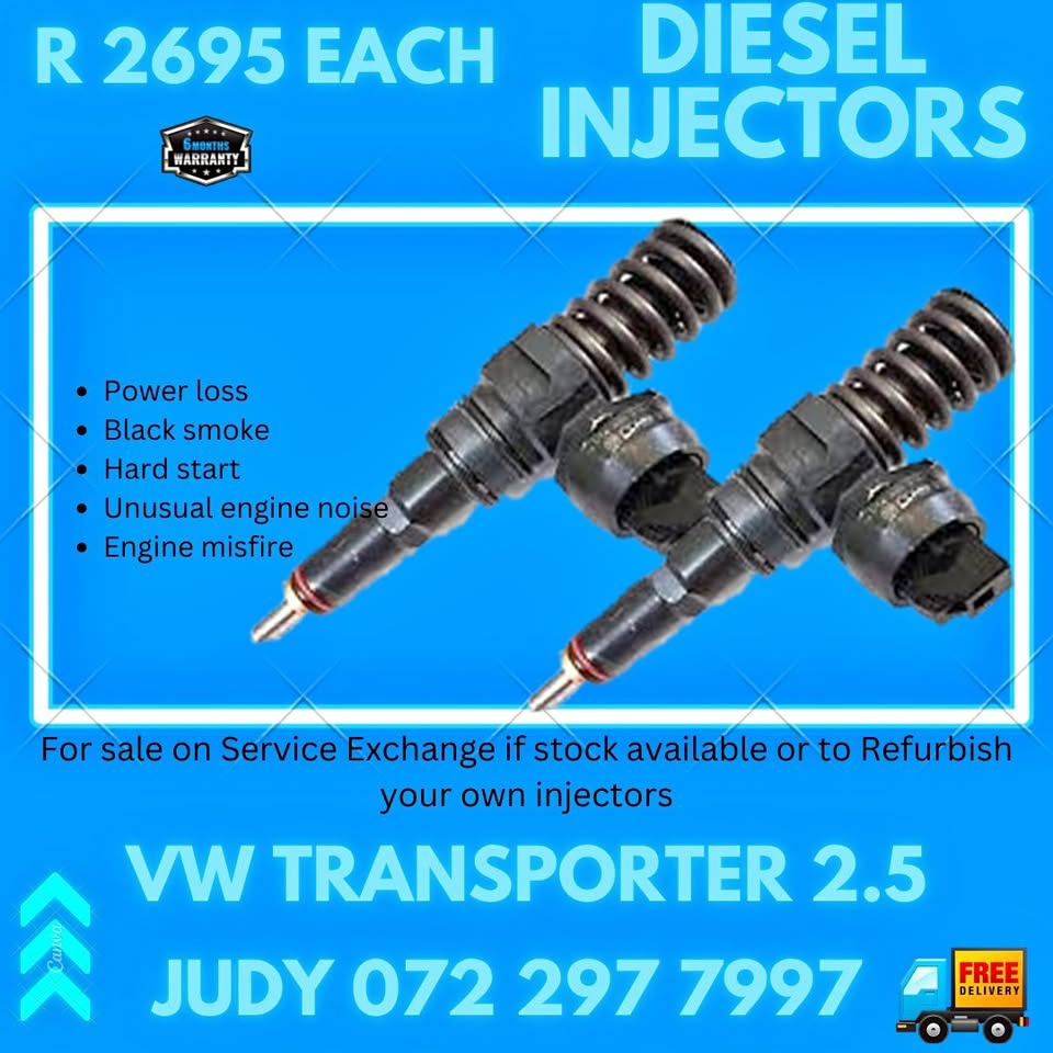 VW Transporter 2.5 Diesel Injectors for sale on service exchange or to recon