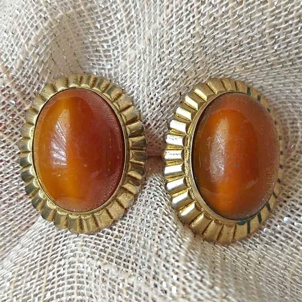 Vintage cufflinks with amber stones
