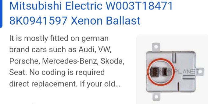 Headlight Xenon ballast module W003T18471 - Private Seller