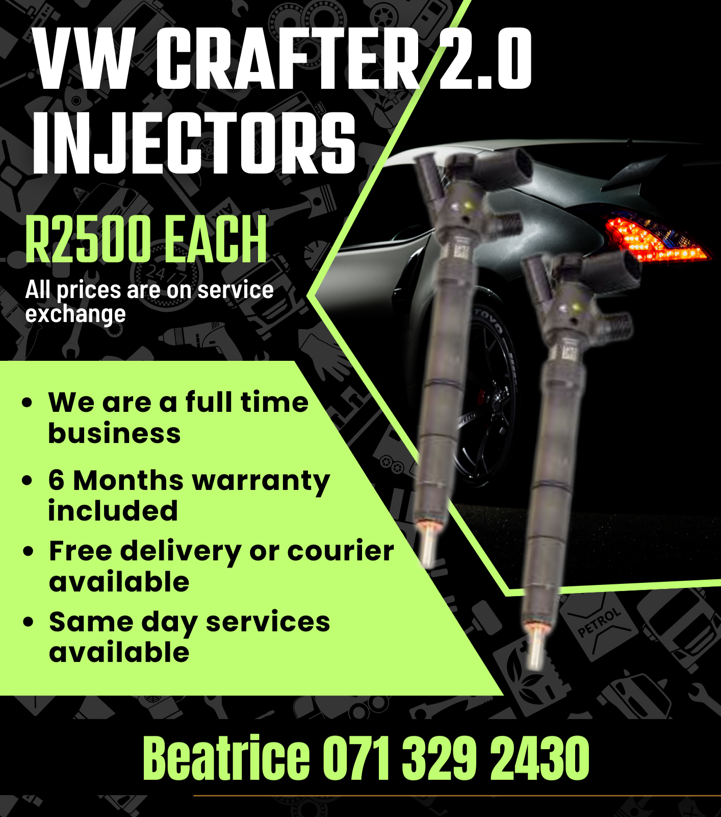 VW CRAFTER 2.0 DIESEL INJECTORS FOR SALE WITH WARRANTY - Private Seller VW CRAFTER 2.0 DIESEL INJECTORS FOR SALE WITH WARRANTY - Private Seller