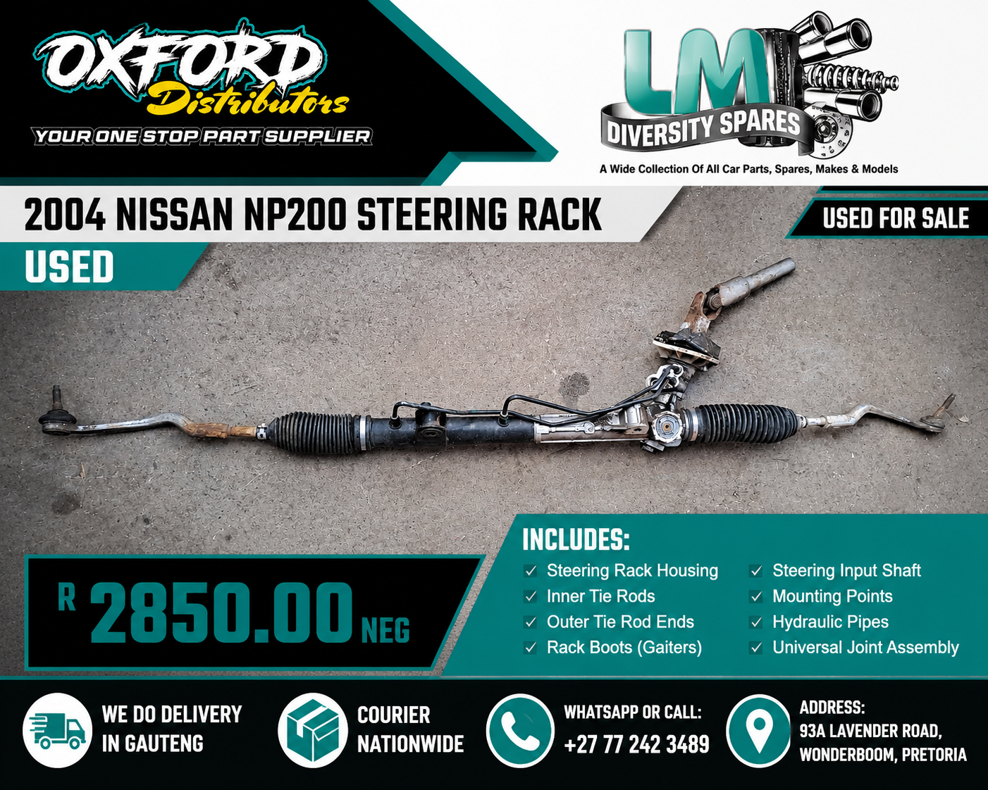 2004 Nissan NP200 Power Steering Rack used Used - Private Seller 2004 Nissan NP200 Power Steering Rack used Used - Private Seller