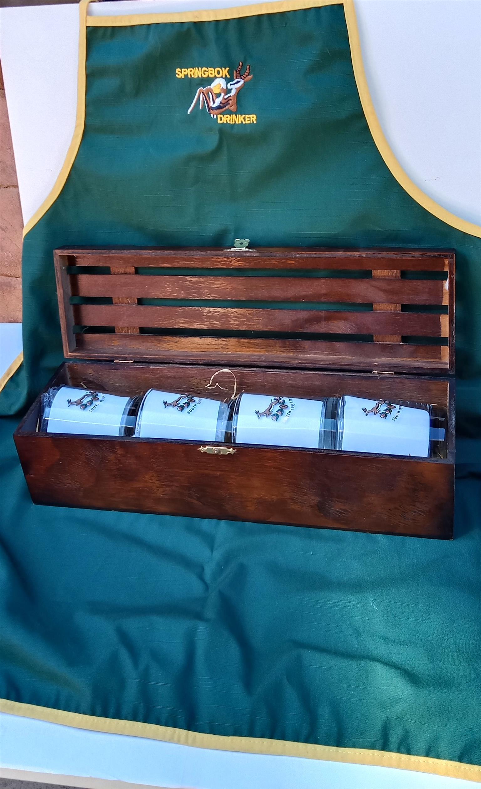 1995 Rugby World Cup Glasses with Braai Apron