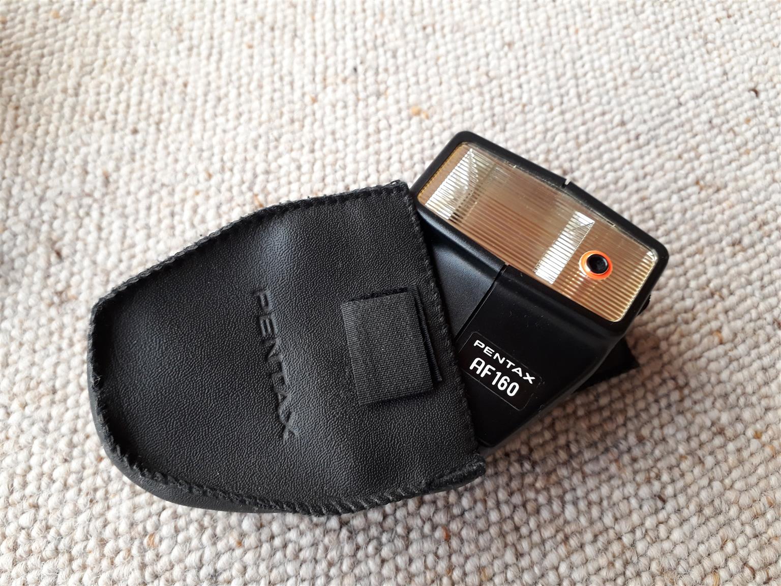 Pentax Asahi camera with flash and carry case