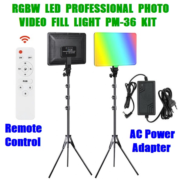 Professional Video & Photo MultiColour RGBW Remote Controlled LED Light Kit. NEW