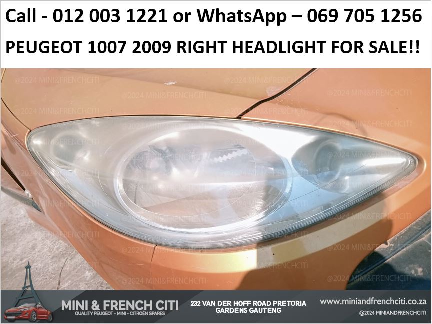 1007 Peugeot 2009 Right Headlight Available For Sale - Used Parts - Private Seller 1007 Peugeot 2009 Right Headlight Available For Sale - Used Parts - Private Seller