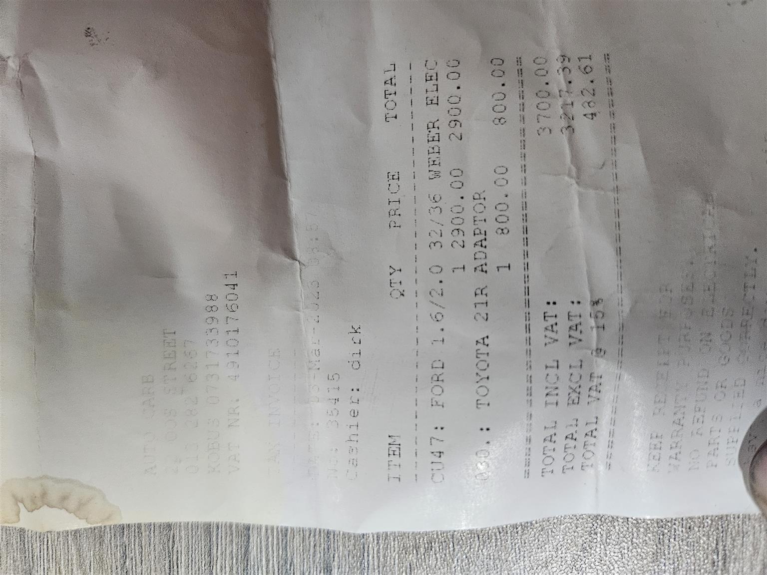 Carburetor weber Dosco 34/36 with adaptor plate throttle cable and bigger jets i - Private Seller