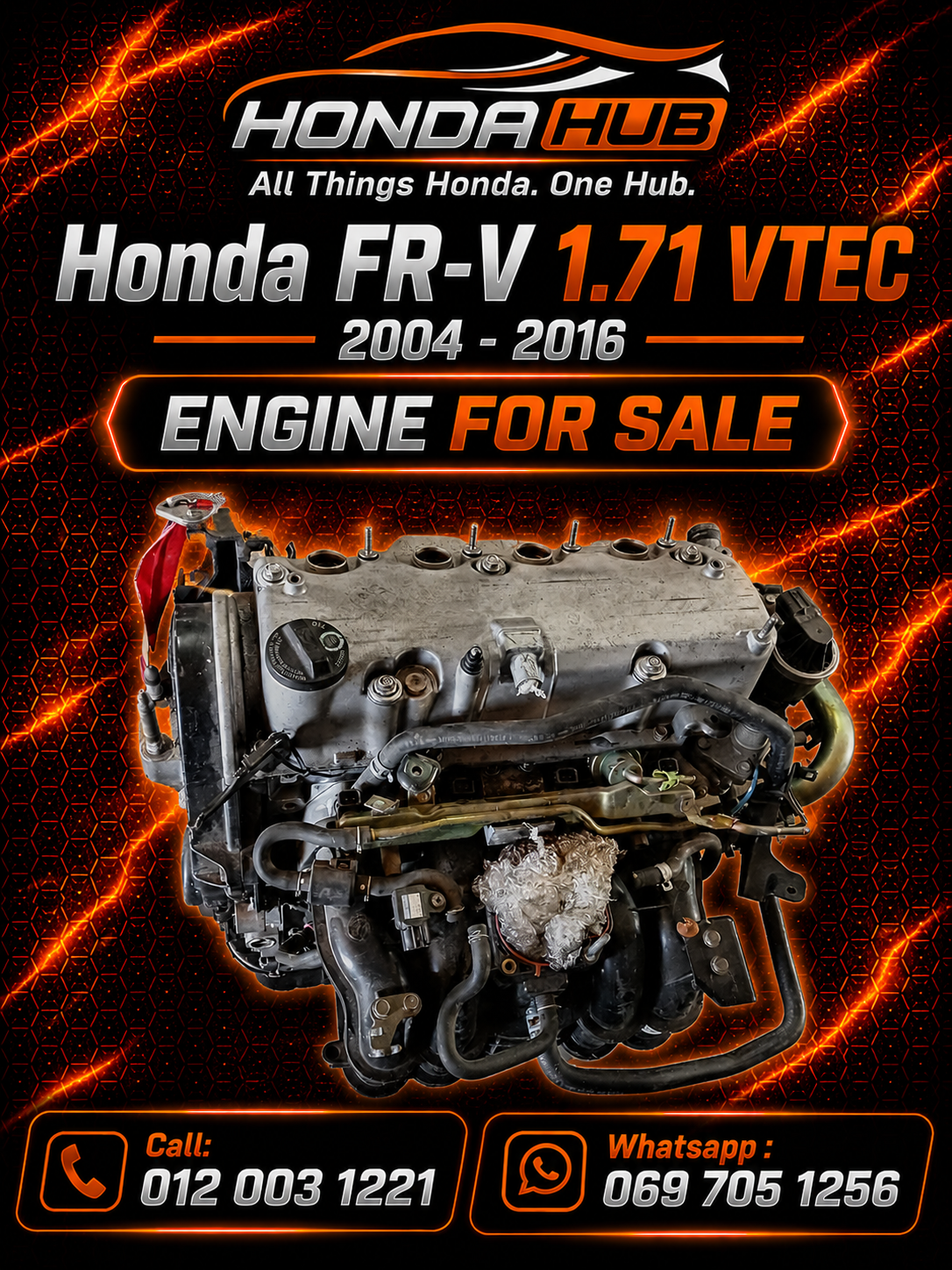 Honda FR-V 1.71 VTEC 2004 - 2016 Engine For Sale - Private Seller Honda FR-V 1.71 VTEC 2004 - 2016 Engine For Sale - Private Seller