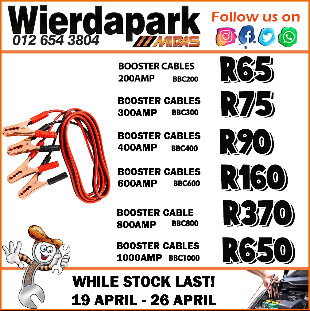Booster Cables starting from  at Wierdapark Midas!