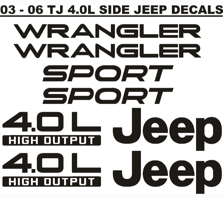 2003 - 06 Jeep TJ stickers decals vinyl graphics - Private Seller