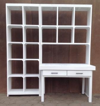 Study desk and bookshelf units Farmhouse series 1900 - White stained