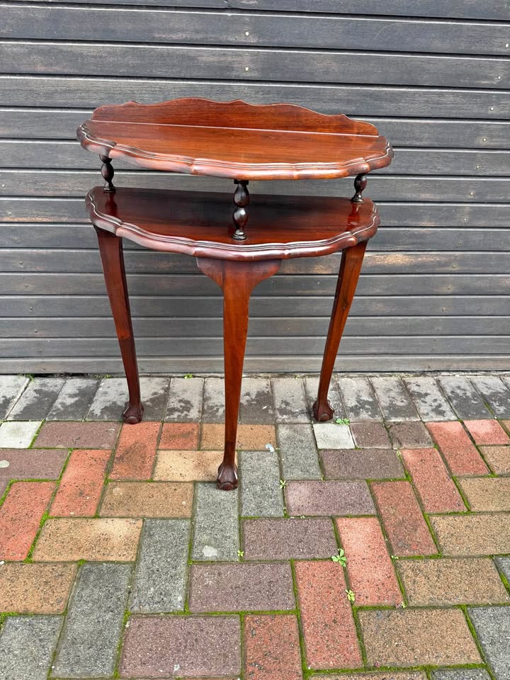 Antique halfmoon double table ball and claw