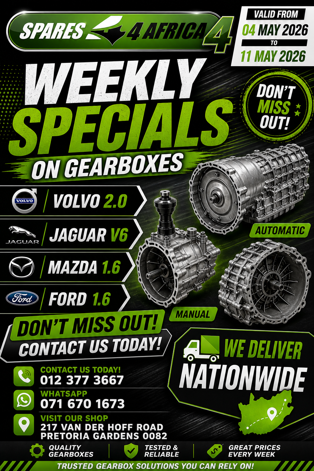 WEEKLY SPECIALS – GEARBOXES - Private Seller WEEKLY SPECIALS – GEARBOXES - Private Seller