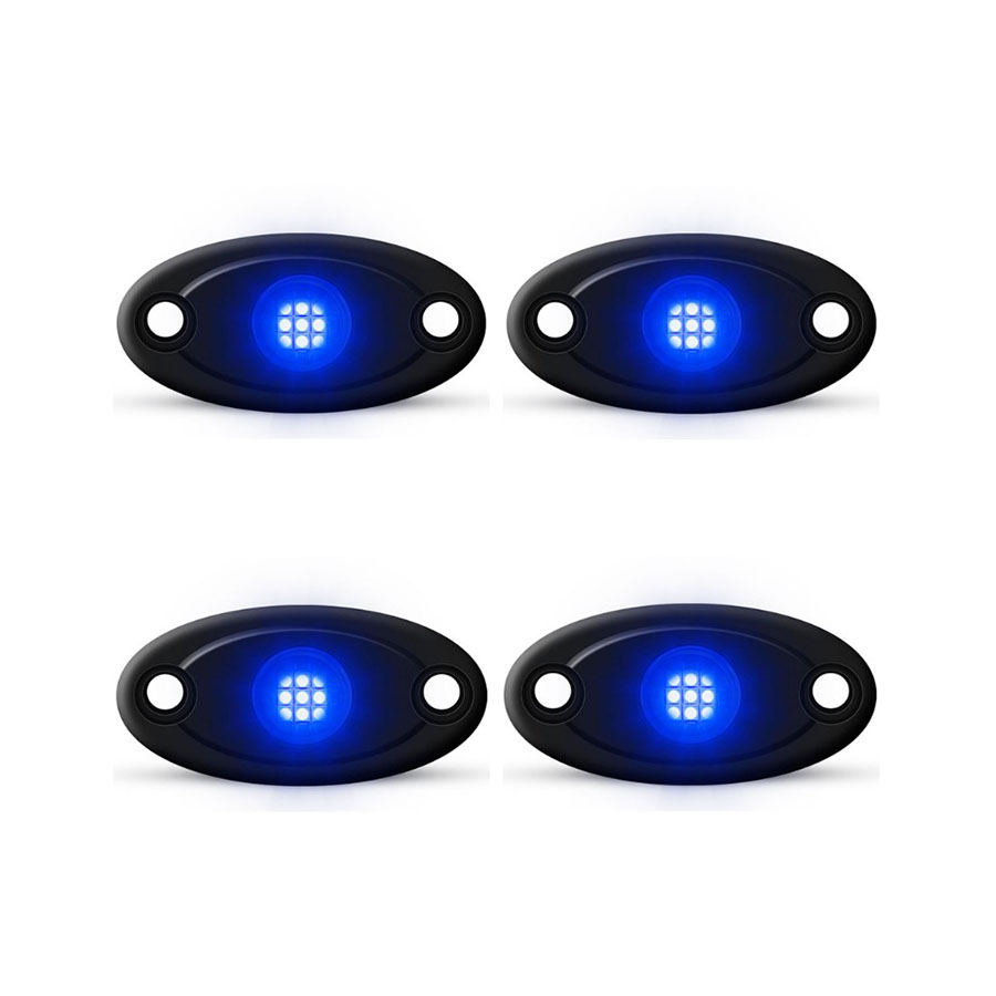 Universal Aluminium 9-LED Rocklights (Blue) – 4 pack Universal Aluminium 9-LED Rocklights (Blue) – 4 pack