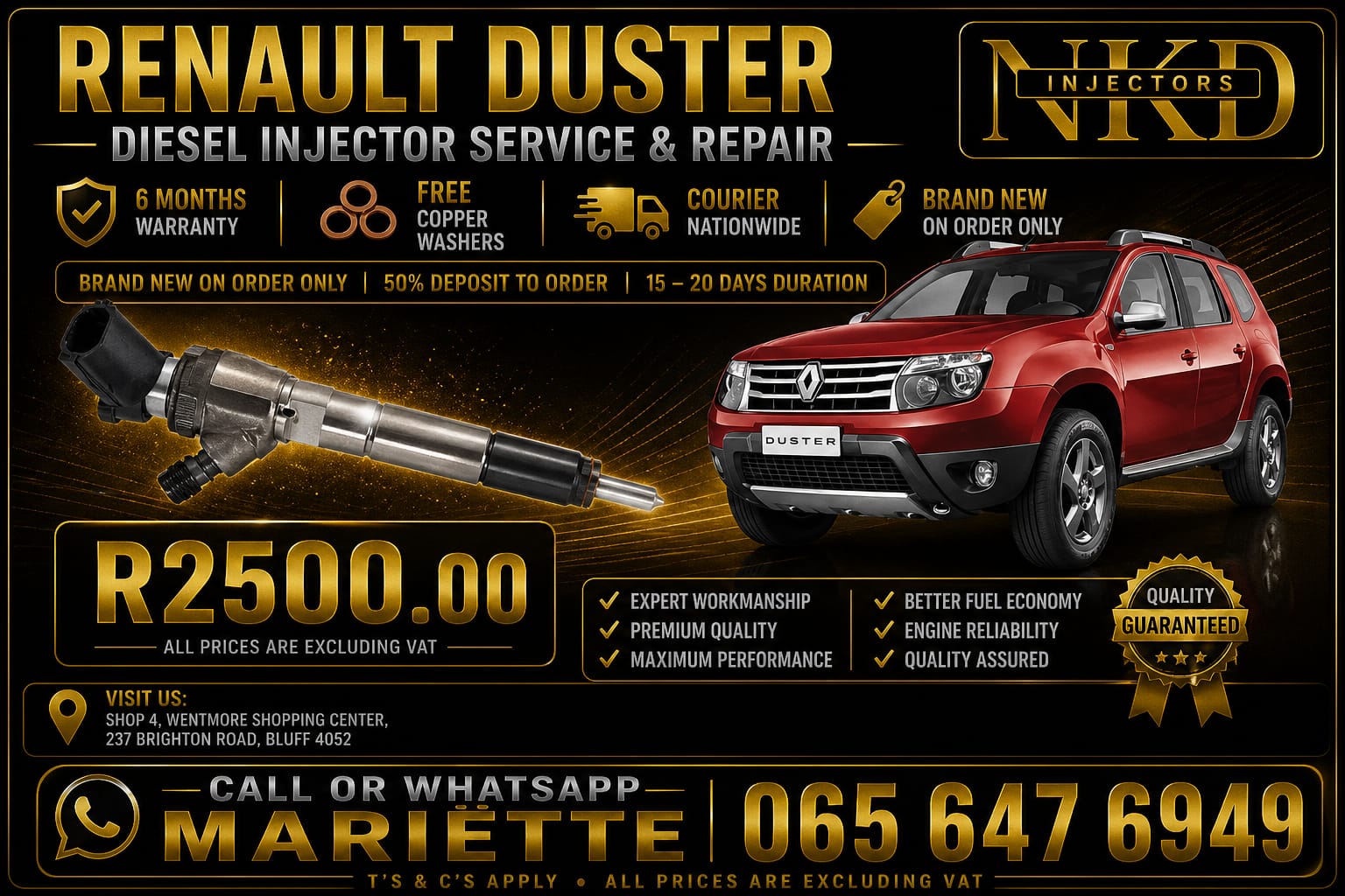 Brand New Renault Duster injectors Expert workmanship - Private Seller Brand New Renault Duster injectors Expert workmanship - Private Seller