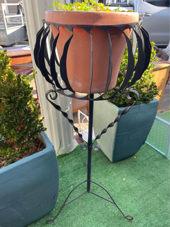 Vintage wroungh steel flower stand