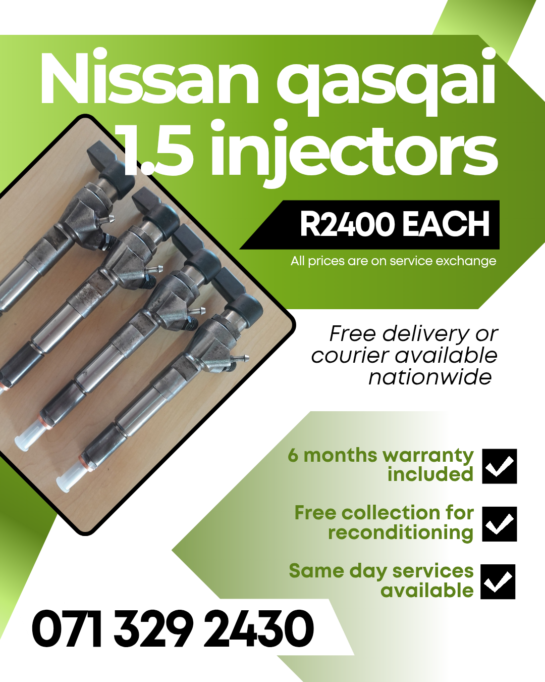 NISSAN QASQAI 1.5 DIESEL INJECTORS FOR SALE WITH WARRANTY