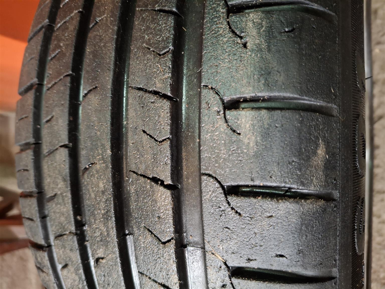 3 x rims and tyres. One hit a pothole. 225x45x17.