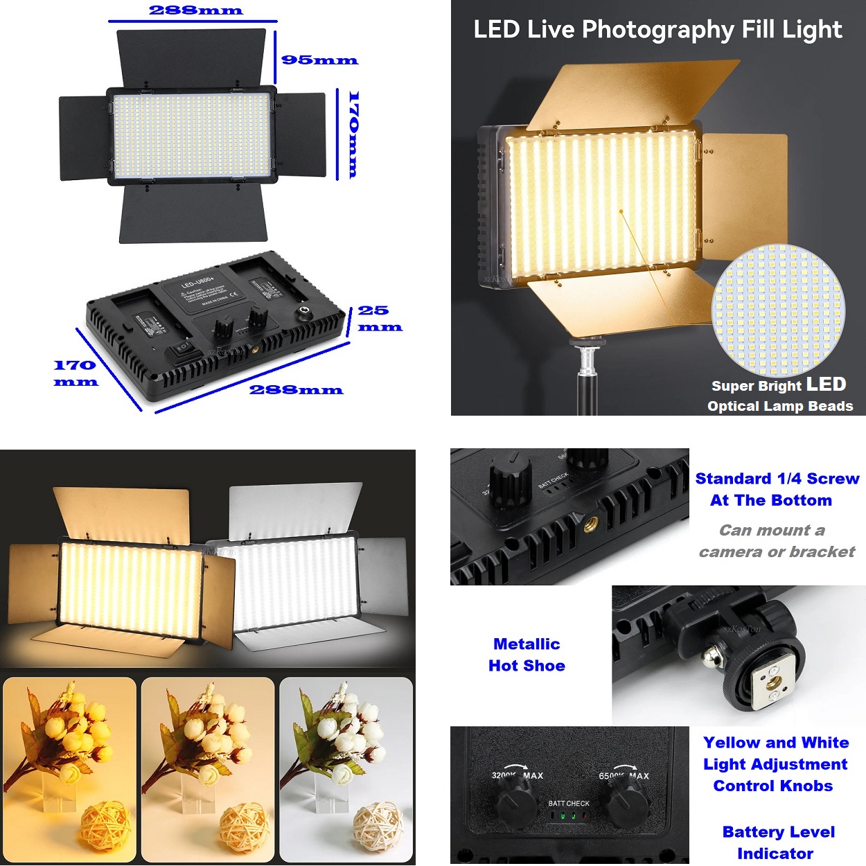 Professional Video & Photography LED VariColor Pro LED Light Kit (Rechargeable)
