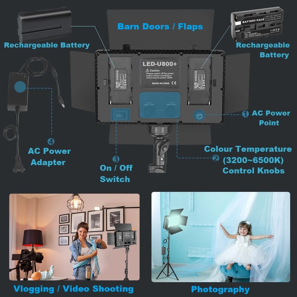 Professional Video & Photography LED VariColor Pro LED Light Kit (Rechargeable)