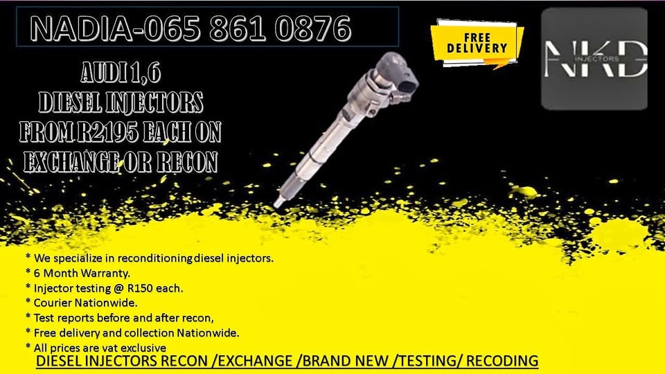 AUDI 1.6 DIESEL INJECTORS FOR SALE OR RECON WITH WARRANTY