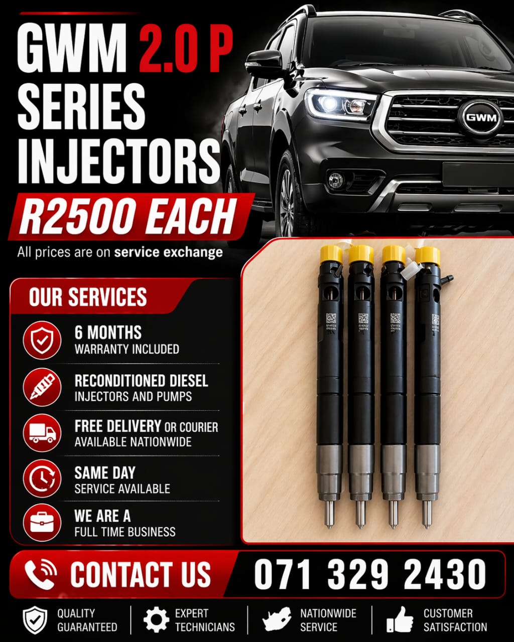 GWM 2.0 P SERIES INJECTORS FOR SALE WITH WARRANTY INCLUDED - Private Seller GWM 2.0 P SERIES INJECTORS FOR SALE WITH WARRANTY INCLUDED - Private Seller
