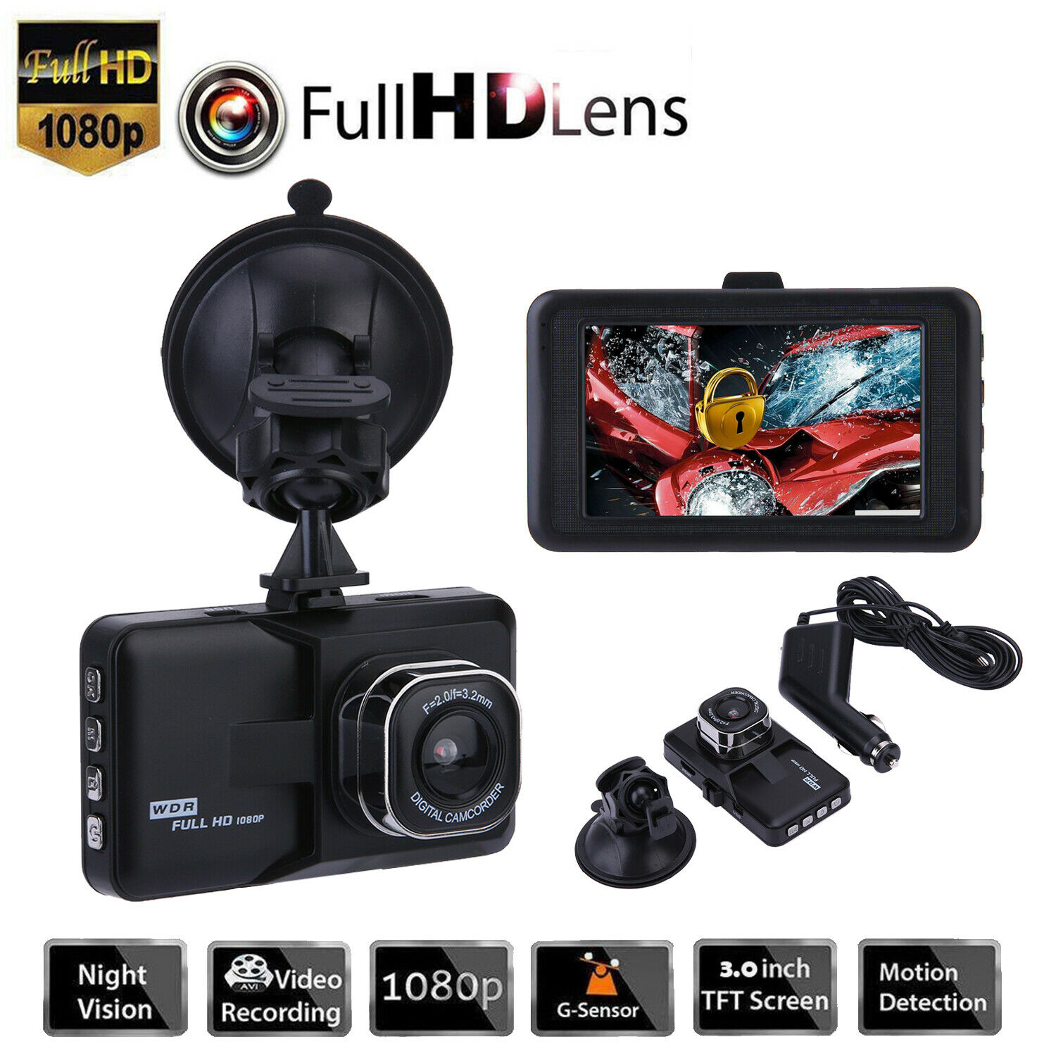 Vehicle Dash Cam Blackbox DVR with WDR - Full HD 1080 VISOR DVR with Exciting Features. NEW Products