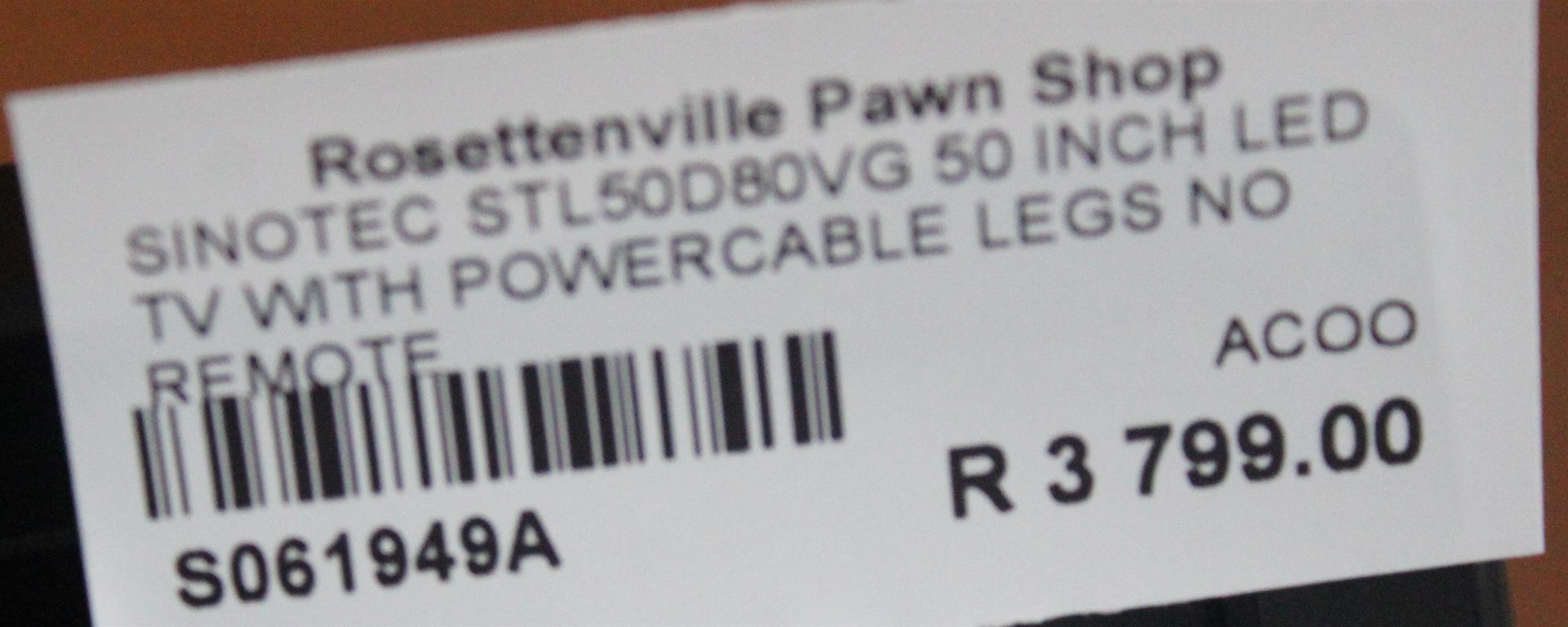 SINOTEC STL50D80VG 50INCH LED TV WITH POWERCABLE LEGS NO REMOTE S061949A