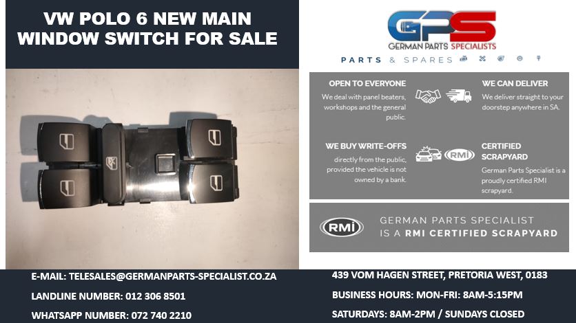 VW POLO 6 NEW MAIN WINDOW SWITCH FOR SALE - Private Seller VW POLO 6 NEW MAIN WINDOW SWITCH FOR SALE - Private Seller