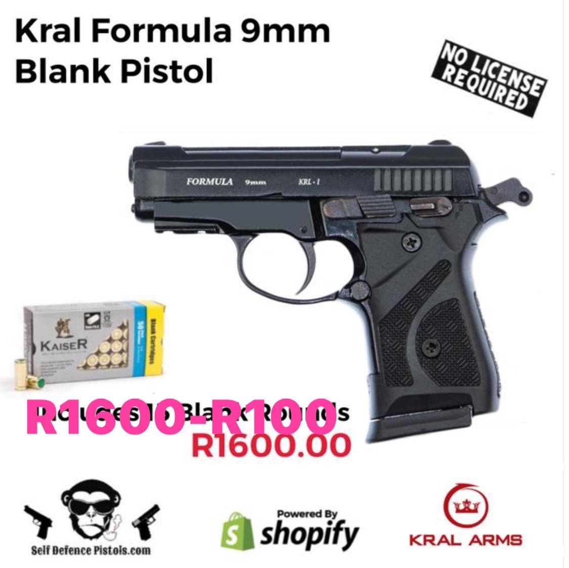 Blank 9 mm self defense pistols