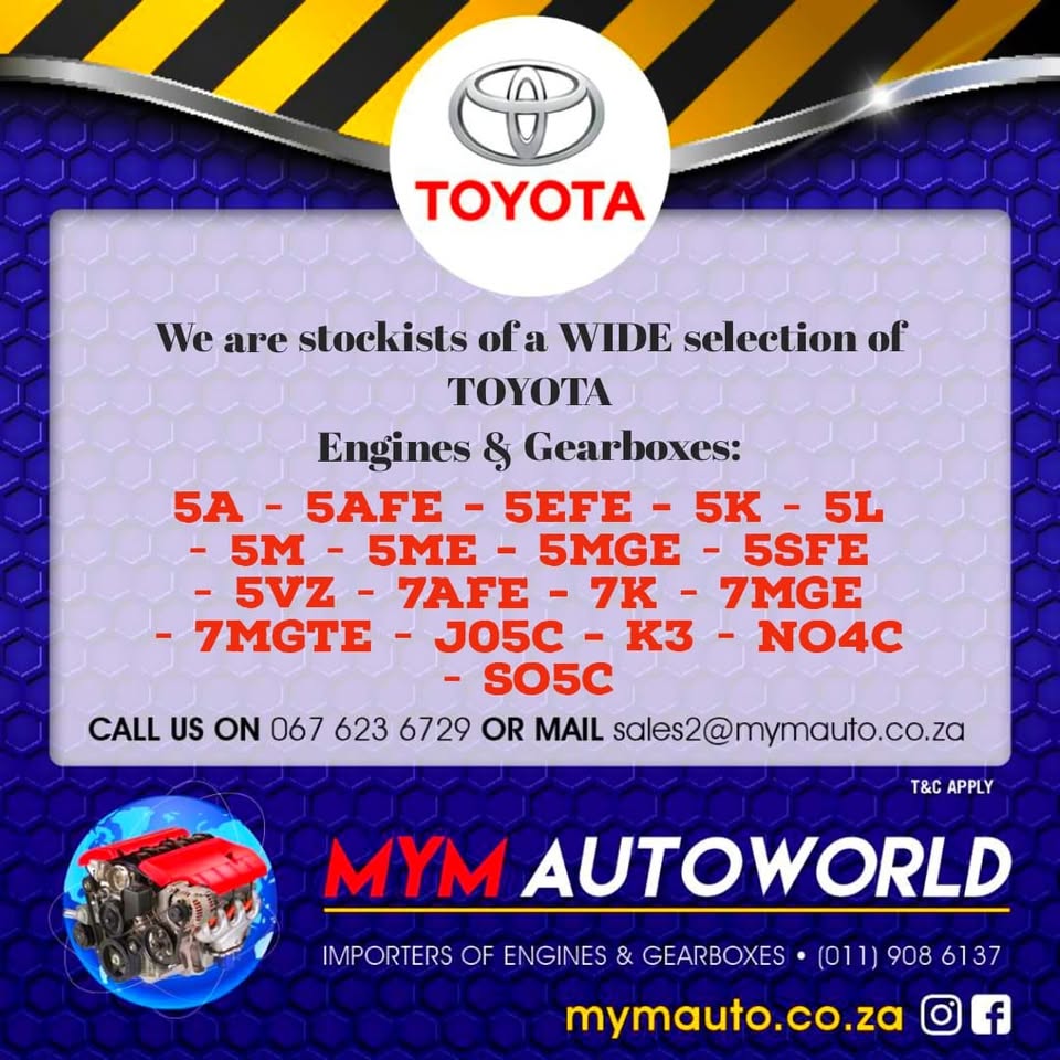 MYM AUTOWORLD IMPORTERS OF USED TOYOTA ENGINES AND GEARBOXES - Private Seller MYM AUTOWORLD IMPORTERS OF USED TOYOTA ENGINES AND GEARBOXES - Private Seller
