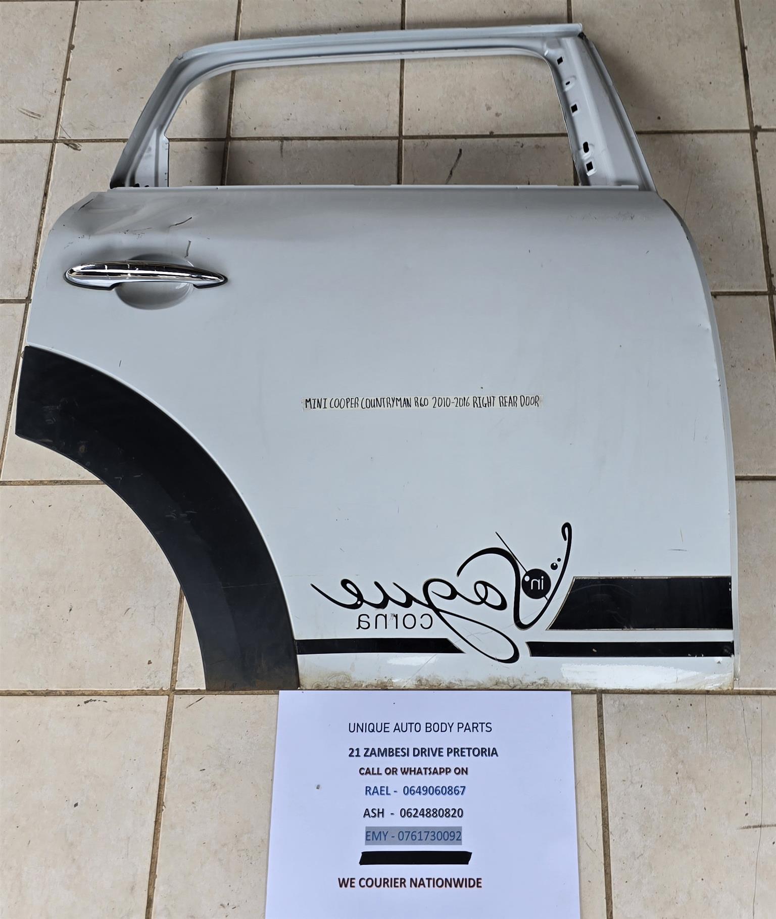 Genuine Mini Cooper Countryman R60 Rear Right Door Original 2010 – 2016 Genuine Mini Cooper Countryman R60 Rear Right Door Original 2010 – 2016