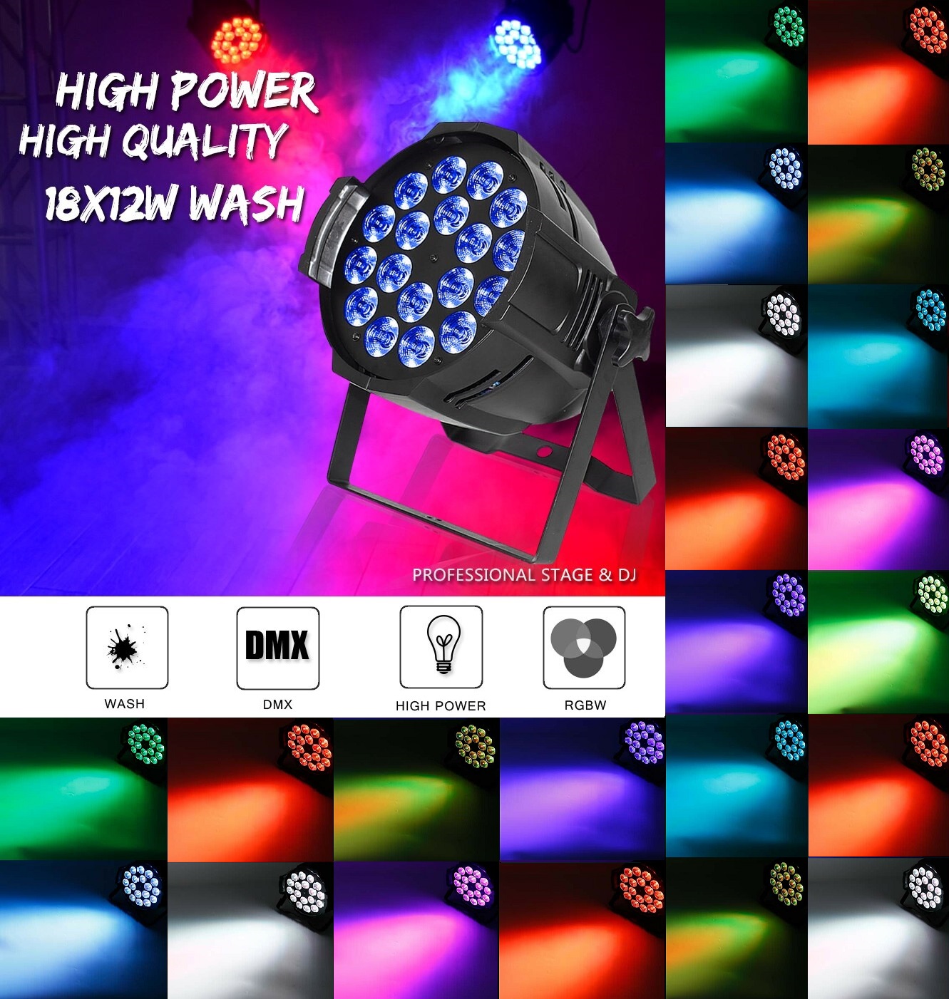 Professional Disco Stage DJ Party Wash LED Light DMX512 PARCAN 6in1 RGBWA-UV.NEW