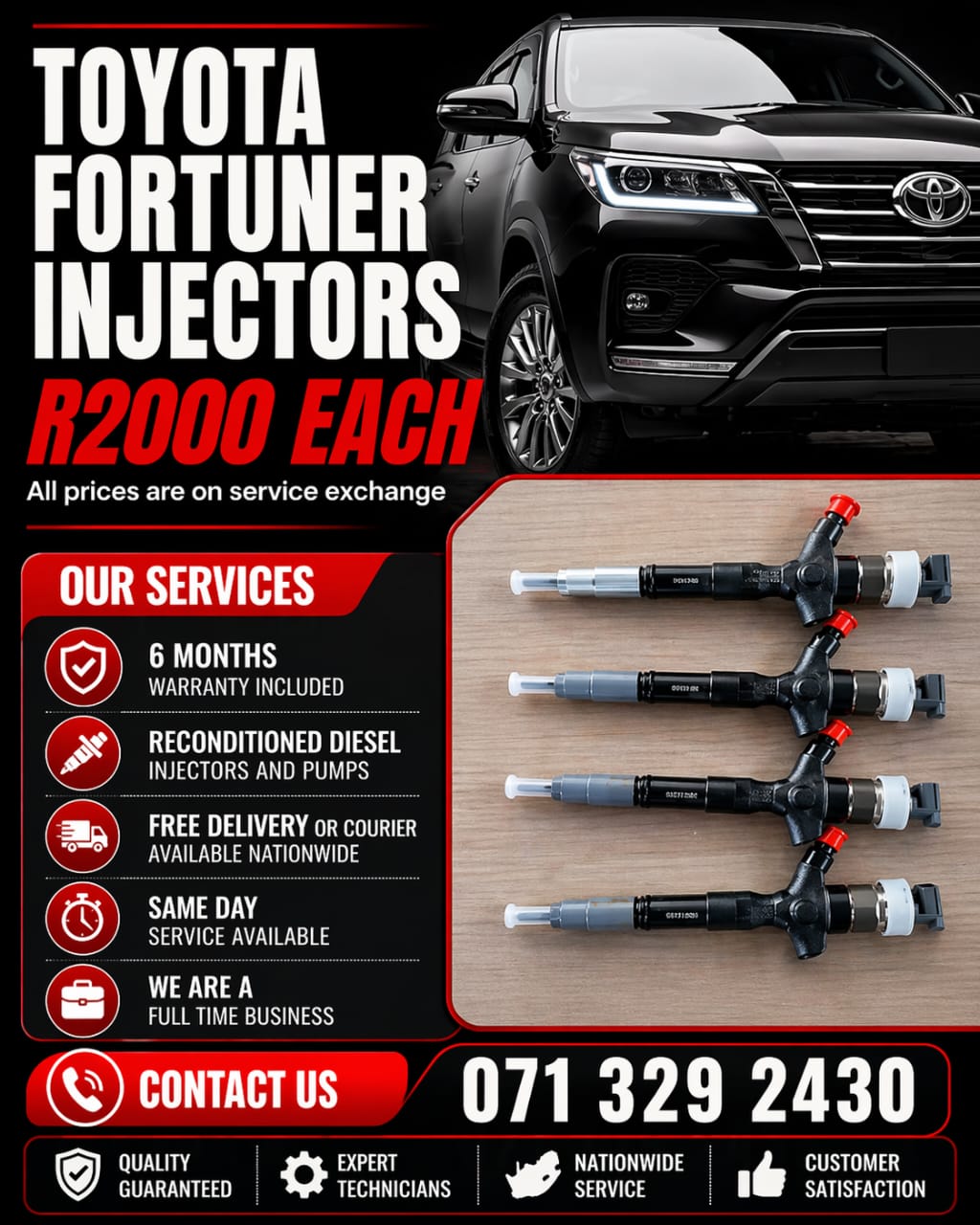 TOYOTA FORTUNER INJECTORS FOR SALE WITH WARRANTY INCLUDED - Private Seller TOYOTA FORTUNER INJECTORS FOR SALE WITH WARRANTY INCLUDED - Private Seller