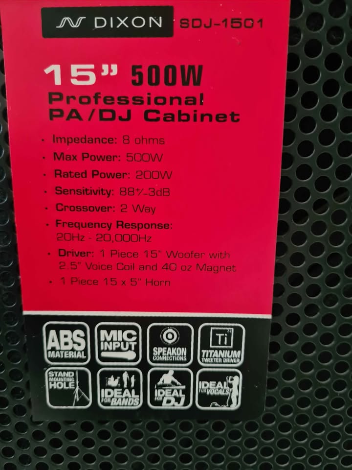Dixon 500W, 15" speakers